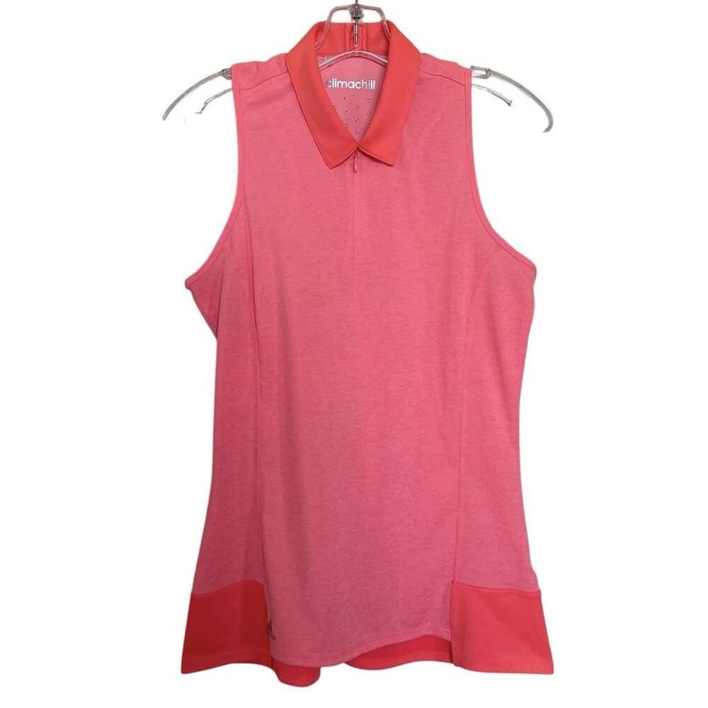 Adidas Climachill Tank Womens Size Small Medium Pink 1/4‎ Zip Racerback Ladies